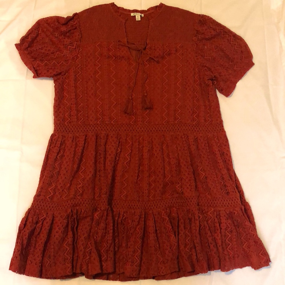 Versona Lace Brown Rust Dress, Size XL, Material is Lace with Attached Slip.